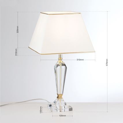 Kristāla galda lampa VERONIQUE 1xE27/60W/230V krēmkrāsa/caurspīdīga
