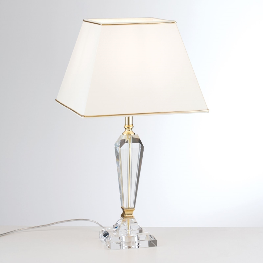 Kristāla galda lampa VERONIQUE 1xE27/60W/230V krēmkrāsa/zelta