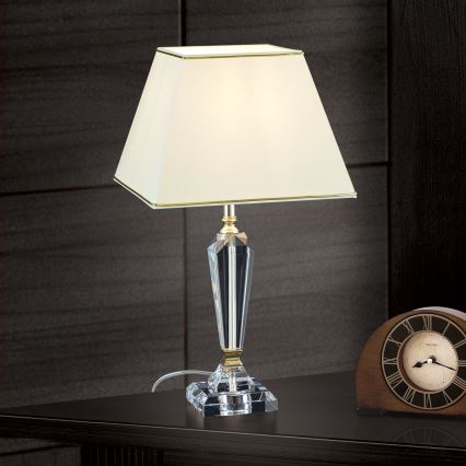 Kristāla galda lampa VERONIQUE 1xE27/60W/230V krēmkrāsa/zelta