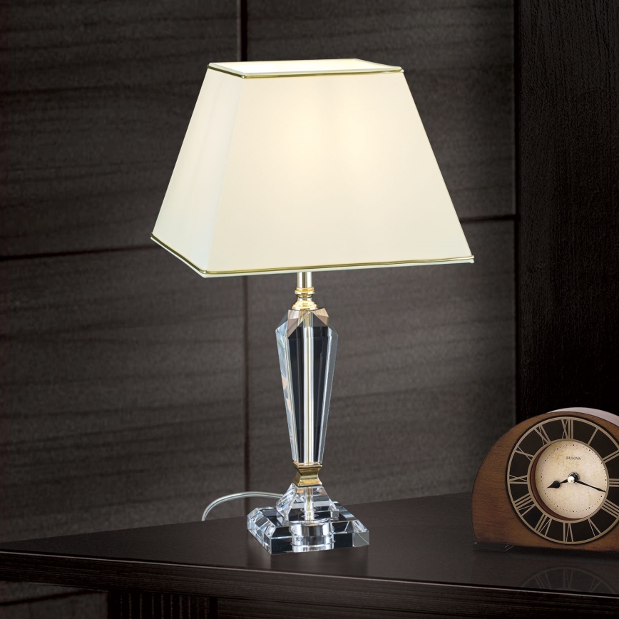 Kristāla galda lampa VERONIQUE 1xE27/60W/230V krēmkrāsa/zelta