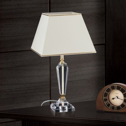 Kristāla galda lampa VERONIQUE 1xE27/60W/230V krēmkrāsa/zelta