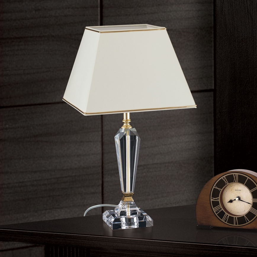 Kristāla galda lampa VERONIQUE 1xE27/60W/230V krēmkrāsa/zelta