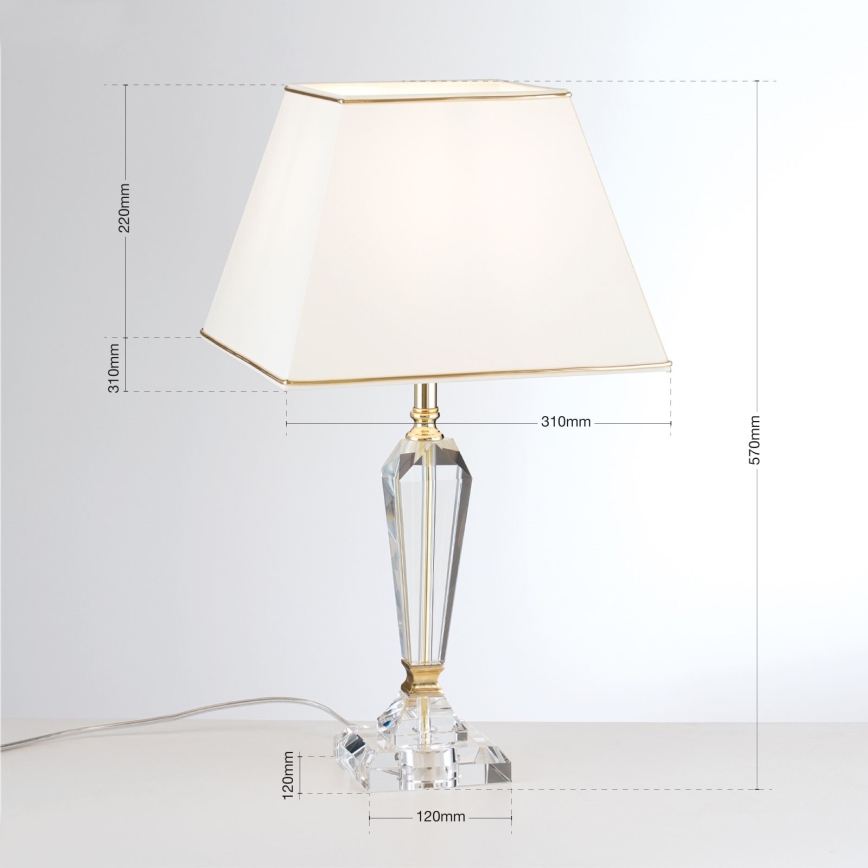 Kristāla galda lampa VERONIQUE 1xE27/60W/230V krēmkrāsa/zelta
