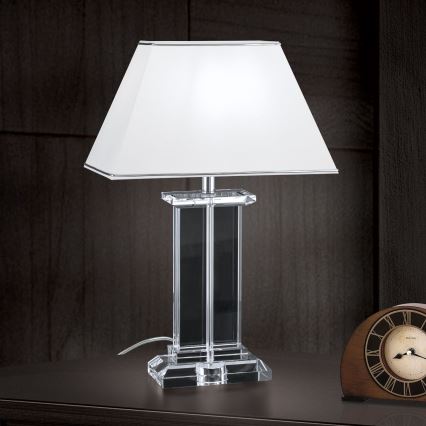 Kristāla galda lampa VERONIQUE 1xE27/60W/230V balta/caurspīdīga