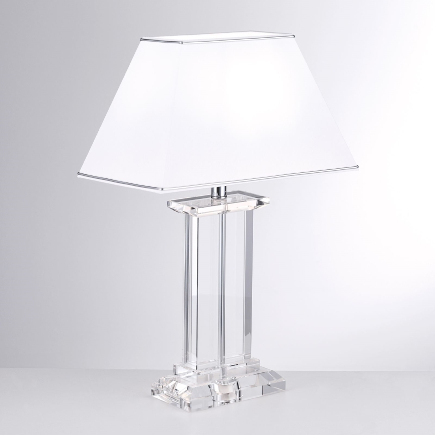 Kristāla galda lampa VERONIQUE 1xE27/60W/230V balta/hroms