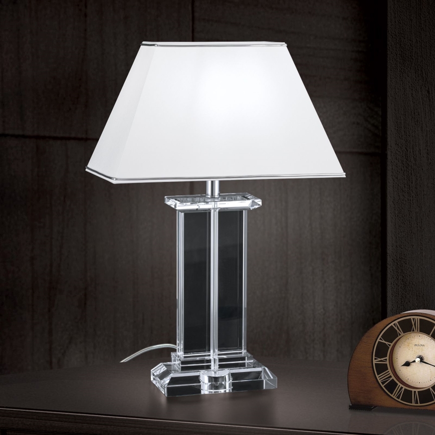 Kristāla galda lampa VERONIQUE 1xE27/60W/230V balta/hroms