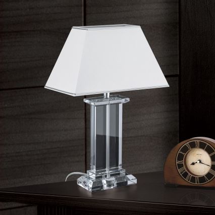 Kristāla galda lampa VERONIQUE 1xE27/60W/230V balta/hroms