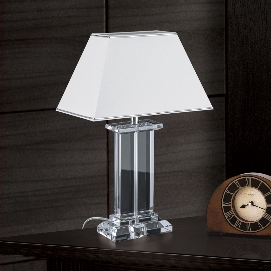 Kristāla galda lampa VERONIQUE 1xE27/60W/230V balta/hroms