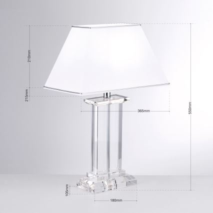Kristāla galda lampa VERONIQUE 1xE27/60W/230V balta/hroms