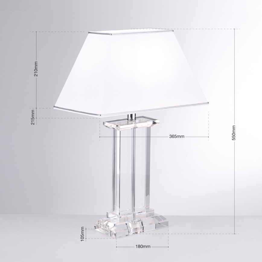 Kristāla galda lampa VERONIQUE 1xE27/60W/230V balta/hroms