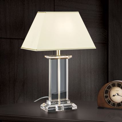 Kristāla galda lampa VERONIQUE 1xE27/60W/230V krēmkrāsa/zelta