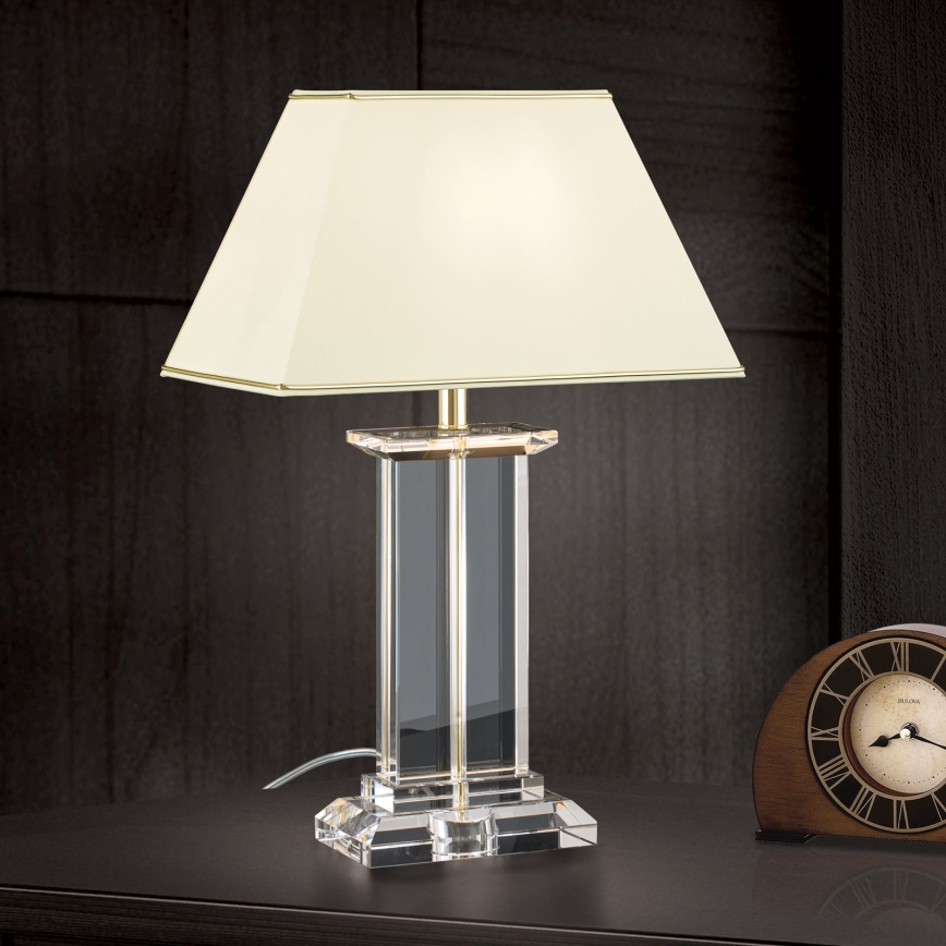 Kristāla galda lampa VERONIQUE 1xE27/60W/230V krēmkrāsa/zelta