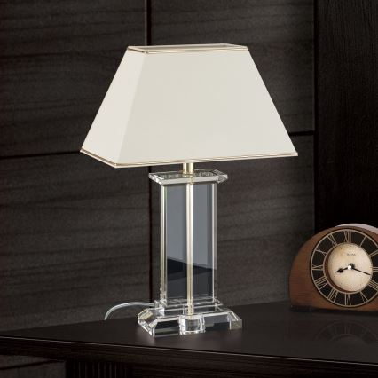 Kristāla galda lampa VERONIQUE 1xE27/60W/230V krēmkrāsa/zelta