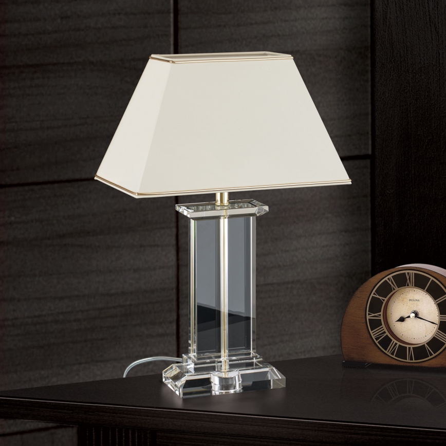 Kristāla galda lampa VERONIQUE 1xE27/60W/230V krēmkrāsa/zelta