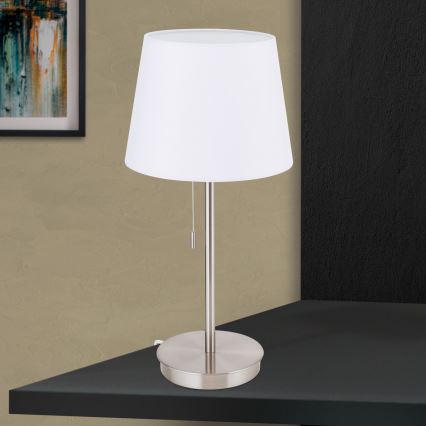 Galda lampa ar USB portu LUDWIG 1xE27/40W/230V 50 cm balta/matēts hroms
