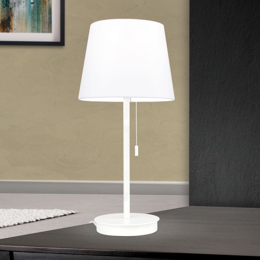 Galda lampa ar USB portu LUDWIG 1xE27/40W/230V 50 cm balta