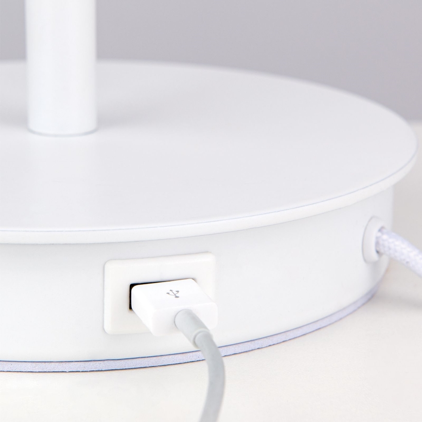 Galda lampa ar USB portu LUDWIG 1xE27/40W/230V 50 cm balta