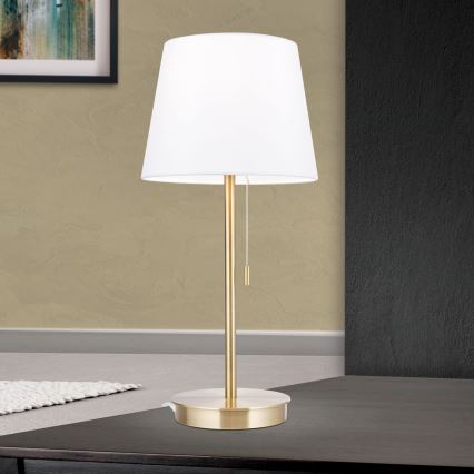 Galda lampa ar USB portu LUDWIG 1xE27/40W/230V 50 cm balta/zelta