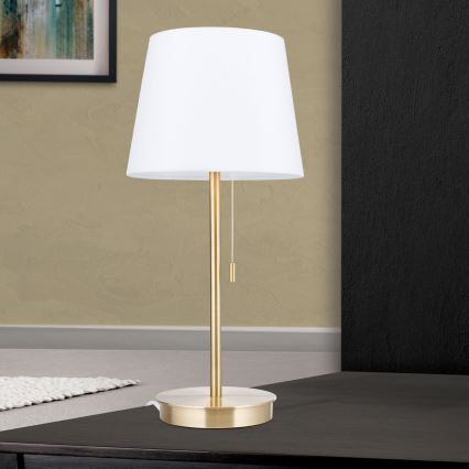 Galda lampa ar USB portu LUDWIG 1xE27/40W/230V 50 cm balta/zelta
