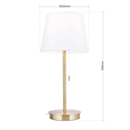 Galda lampa ar USB portu LUDWIG 1xE27/40W/230V 50 cm balta/zelta