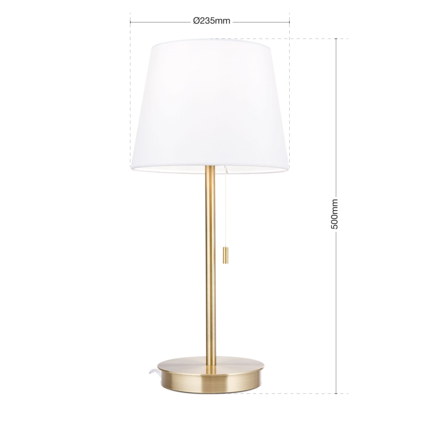 Galda lampa ar USB portu LUDWIG 1xE27/40W/230V 50 cm balta/zelta