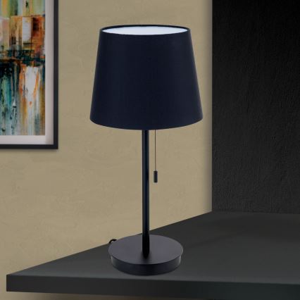 Galda lampa ar USB portu LUDWIG 1xE27/40W/230V 50 cm melna