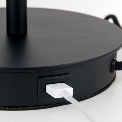 Galda lampa ar USB portu LUDWIG 1xE27/40W/230V 50 cm melna