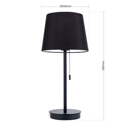 Galda lampa ar USB portu LUDWIG 1xE27/40W/230V 50 cm melna