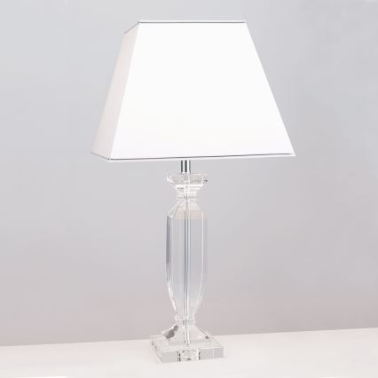 Kristāla galda lampa POKAL 1xE27/60W/230V balta/caurspīdīga