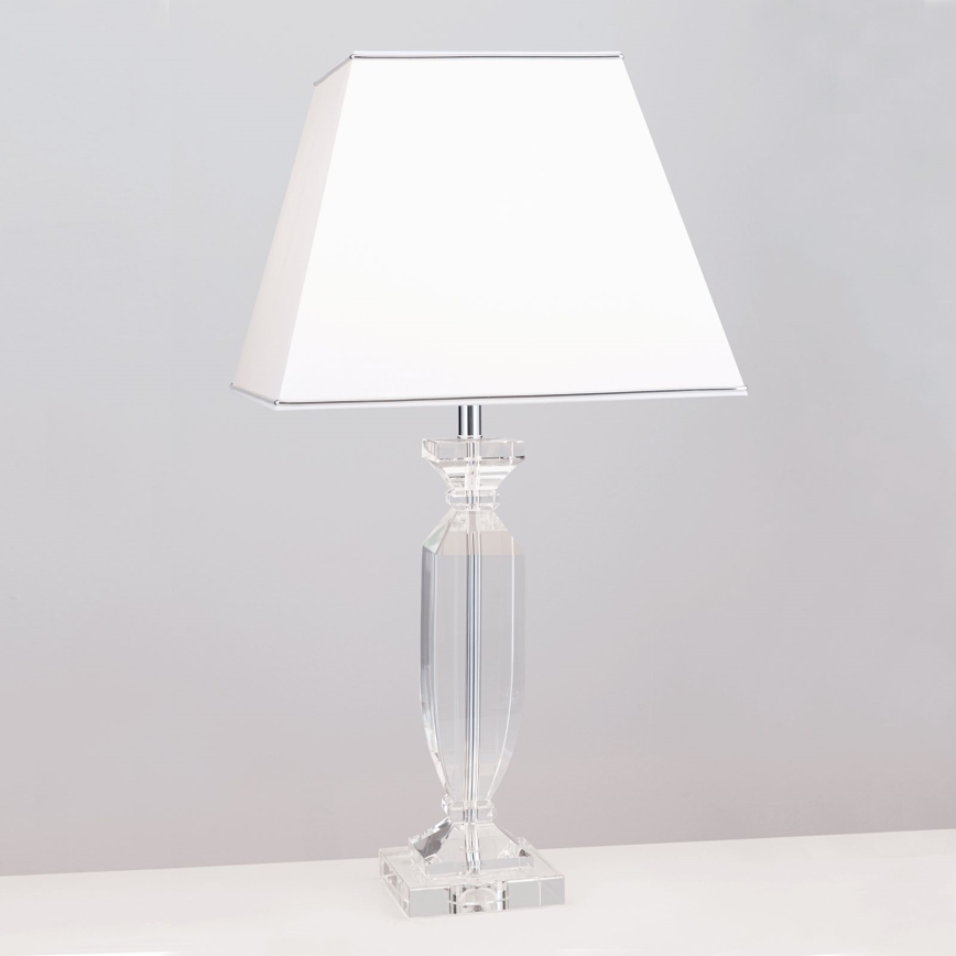 Kristāla galda lampa POKAL 1xE27/60W/230V balta/caurspīdīga