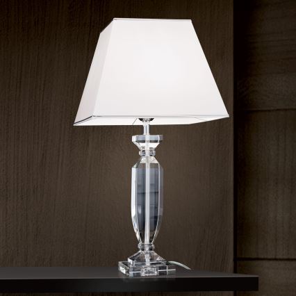 Kristāla galda lampa POKAL 1xE27/60W/230V balta/caurspīdīga