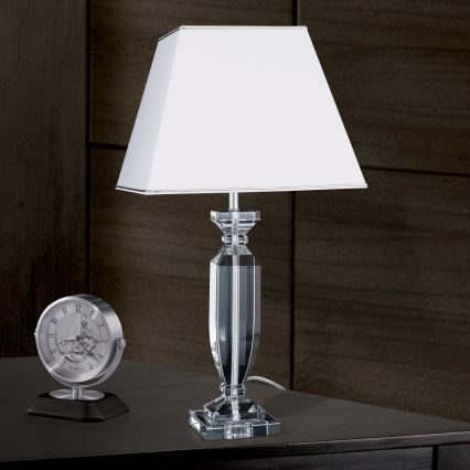 Kristāla galda lampa POKAL 1xE27/60W/230V balta/caurspīdīga