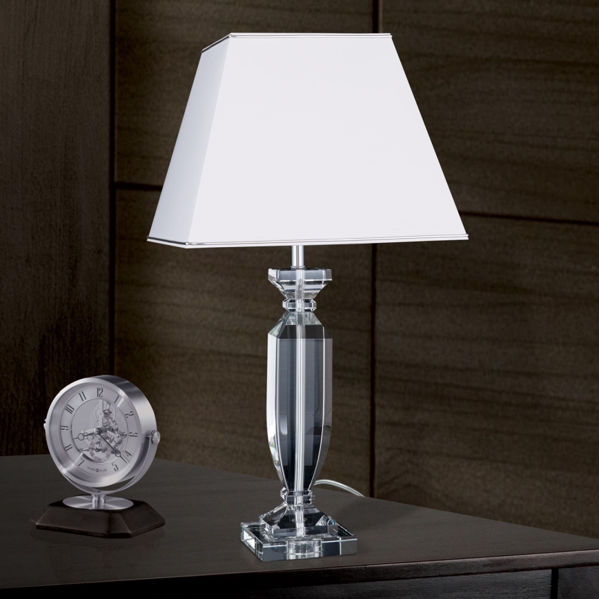 Kristāla galda lampa POKAL 1xE27/60W/230V balta/caurspīdīga
