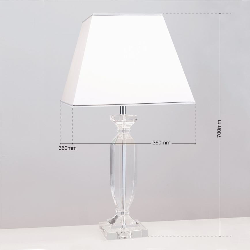 Kristāla galda lampa POKAL 1xE27/60W/230V balta/caurspīdīga