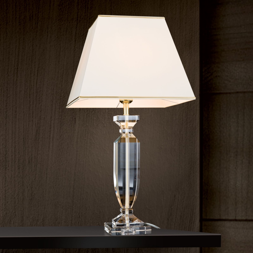 Kristāla galda lampa POKAL 1xE27/60W/230V krēmkrāsa/caurspīdīga
