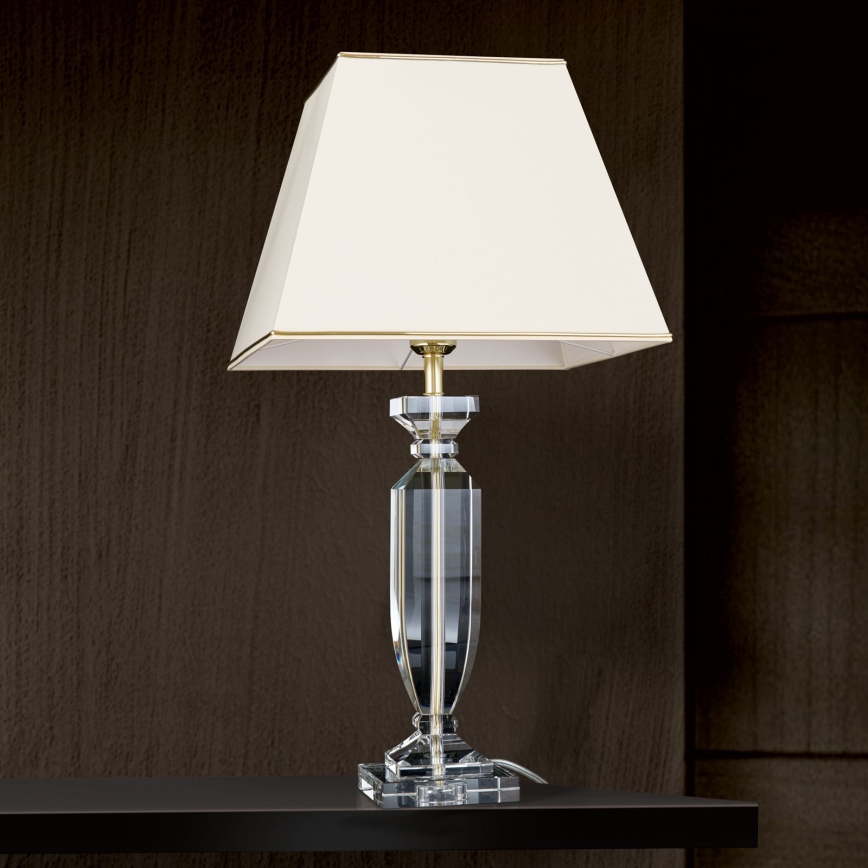 Kristāla galda lampa POKAL 1xE27/60W/230V krēmkrāsa/caurspīdīga
