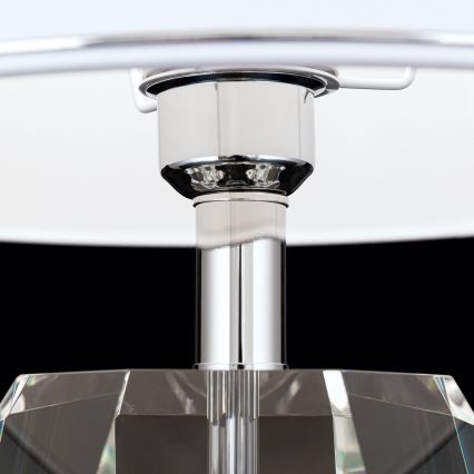 Kristāla galda lampa ALEXIS 1xE27/60W/230V balta/spīdīgi hromēts/caurspīdīga