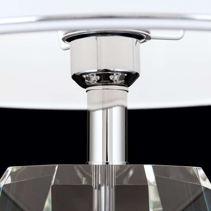 Kristāla galda lampa ALEXIS 1xE27/60W/230V balta/spīdīgi hromēts/caurspīdīga
