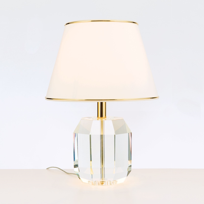 Kristāla galda lampa ALEXIS 1xE27/60W/230V krēmkrāsa/zelta/caurspīdīga