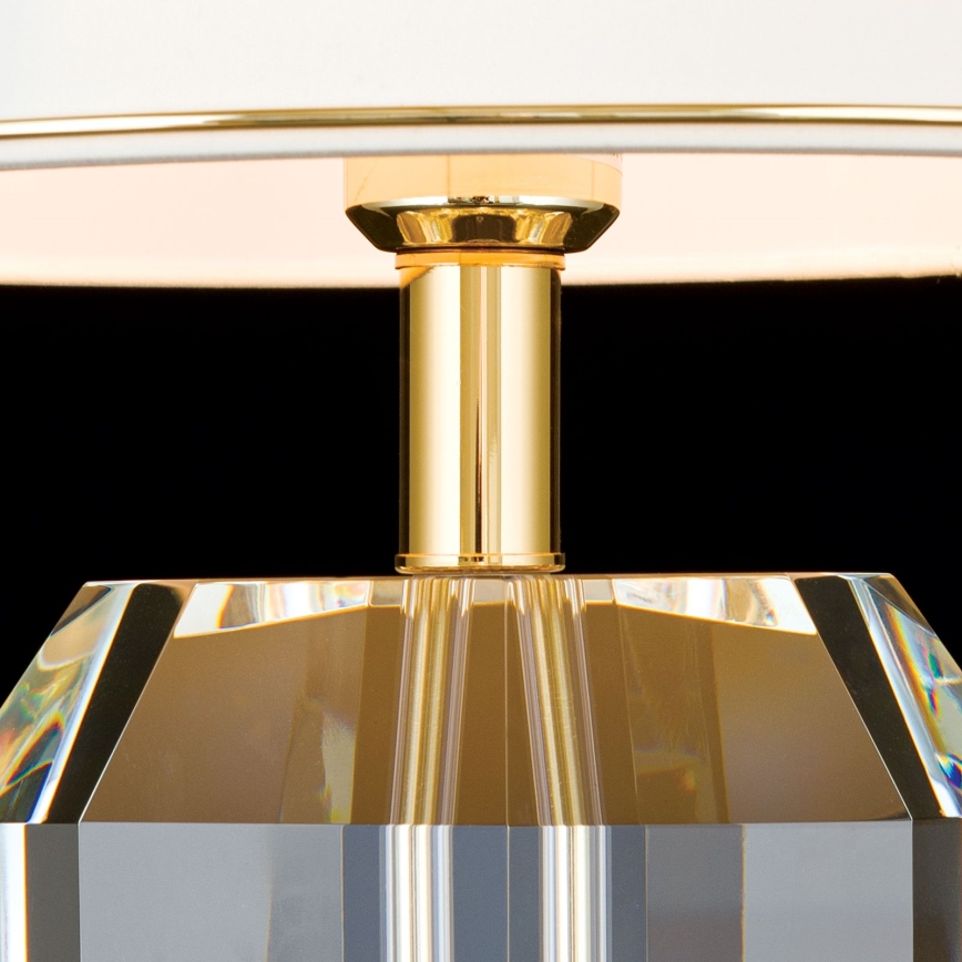 Kristāla galda lampa ALEXIS 1xE27/60W/230V krēmkrāsa/zelta/caurspīdīga