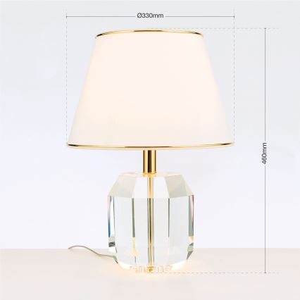 Kristāla galda lampa ALEXIS 1xE27/60W/230V krēmkrāsa/zelta/caurspīdīga