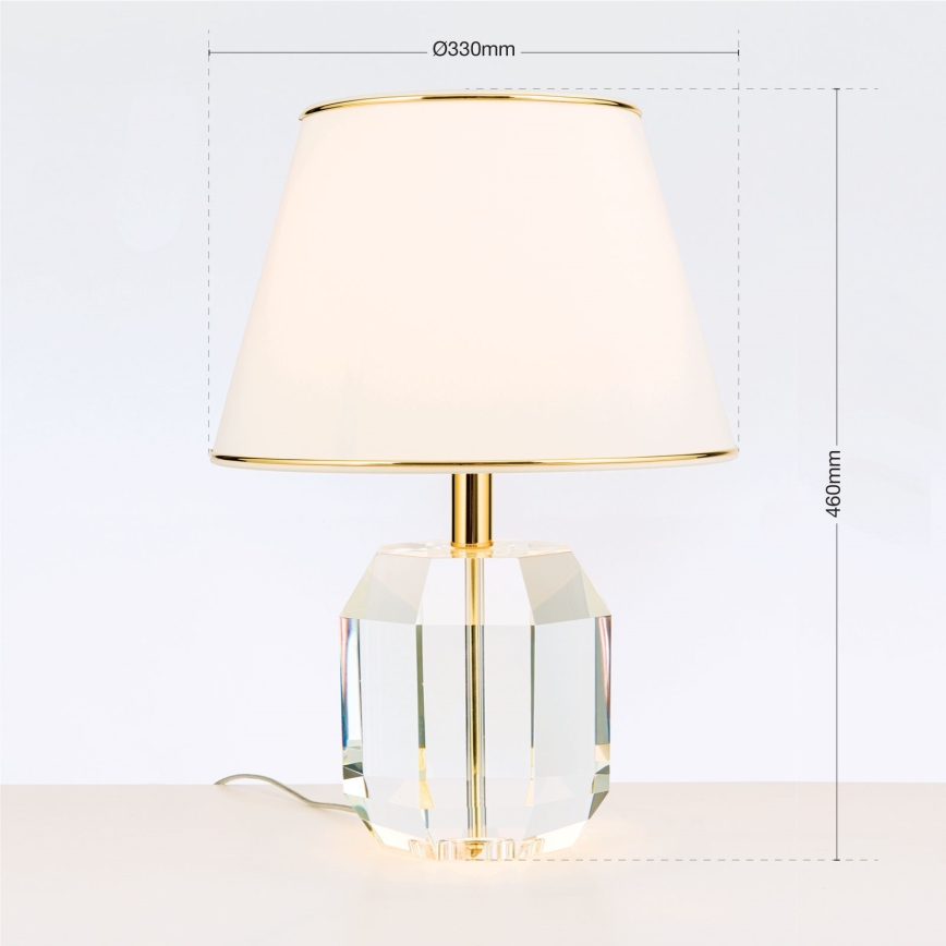 Kristāla galda lampa ALEXIS 1xE27/60W/230V krēmkrāsa/zelta/caurspīdīga