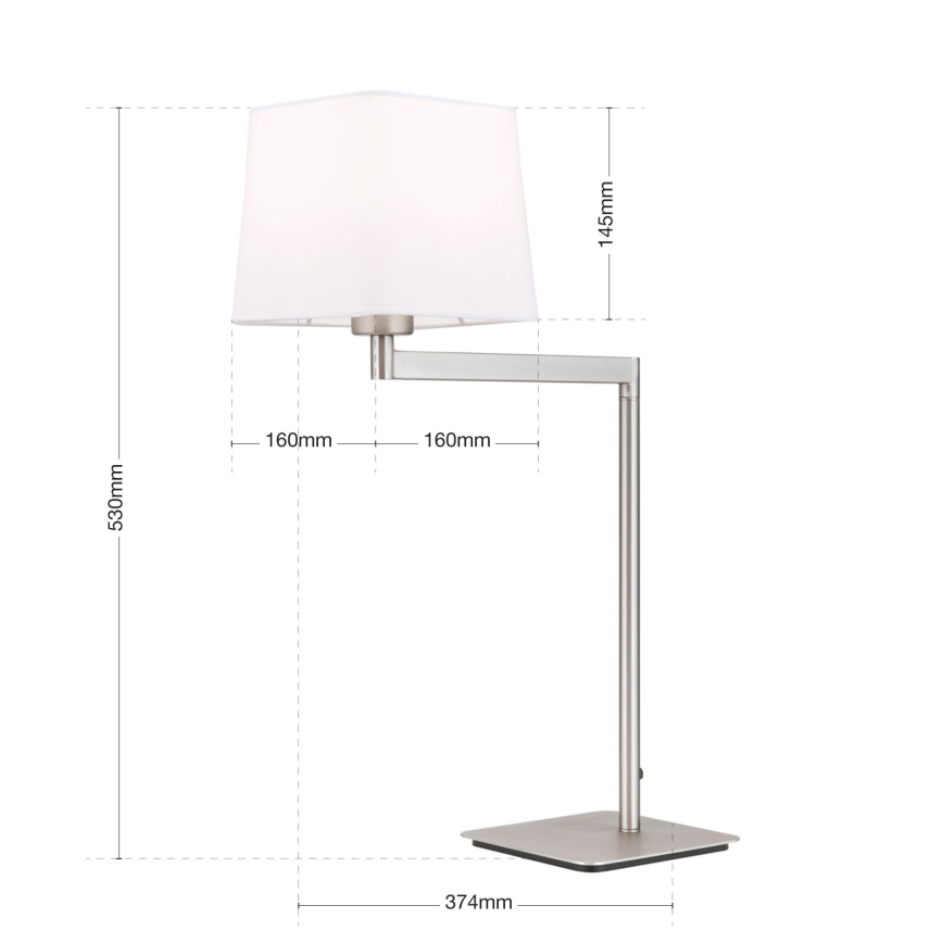 Galda lampa CARLTON 1xE27/40W/230V balta/matēts hroms