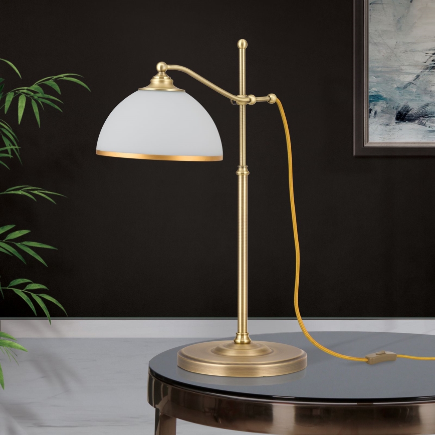 Galda lampa OLD LAMP 1xE27/40W/230V 65 cm balta/misiņš