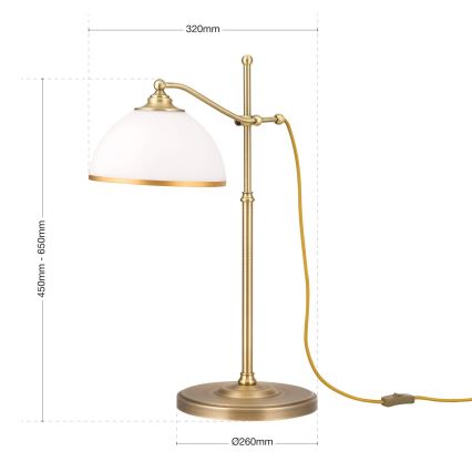 Galda lampa OLD LAMP 1xE27/40W/230V 65 cm balta/misiņš