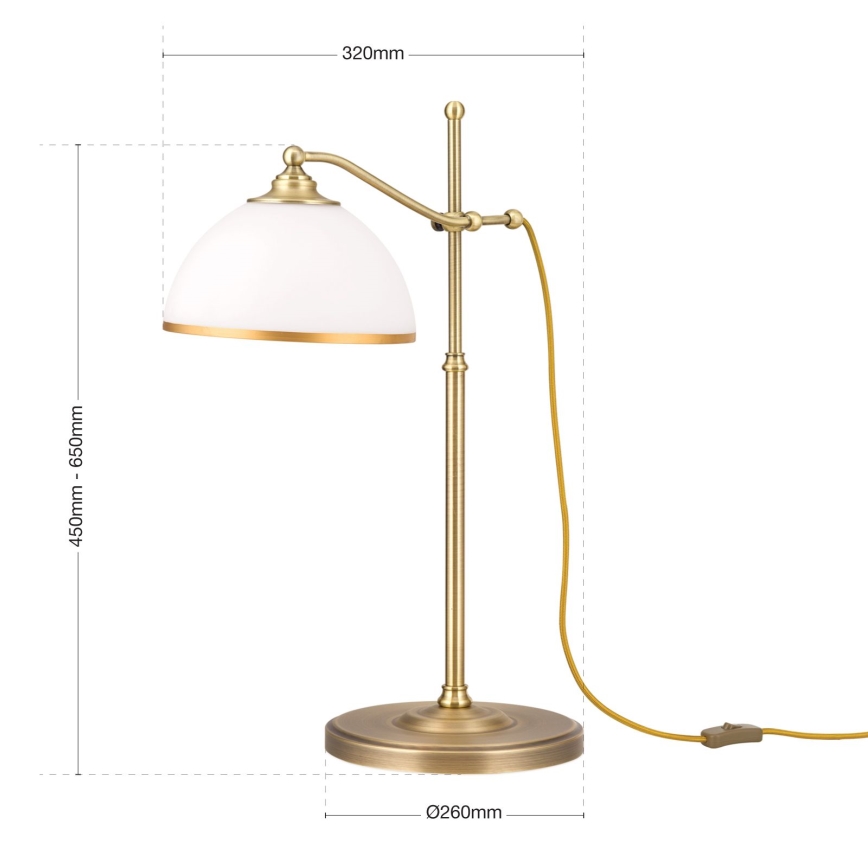 Galda lampa OLD LAMP 1xE27/40W/230V 65 cm balta/misiņš