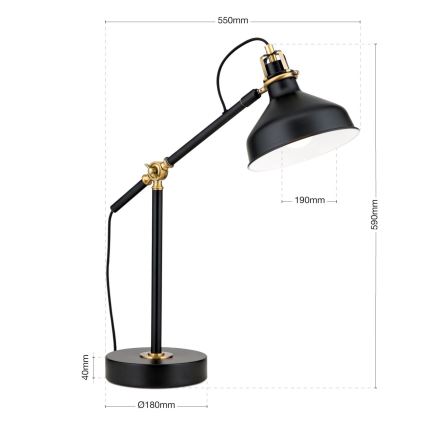 Galda lampa SCHILLER 1xE27/40W/230V melna/bronza