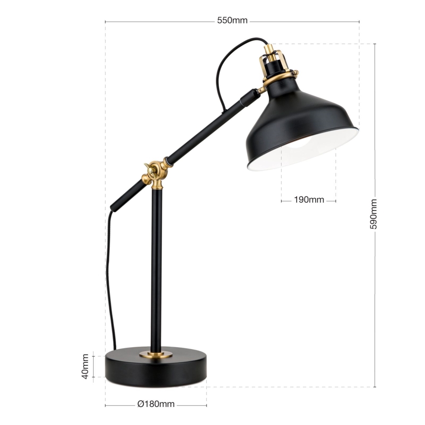 Galda lampa SCHILLER 1xE27/40W/230V melna/bronza