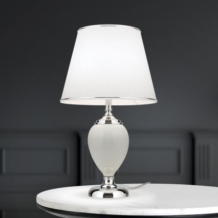Galda lampa OVUM 1xE27/40W/230V 48 cm keramika balta/spīdīgi hromēts