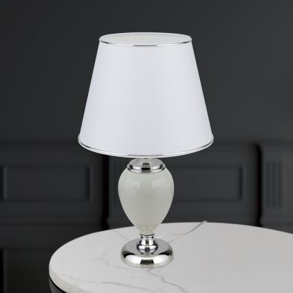 Galda lampa OVUM 1xE27/40W/230V 48 cm keramika balta/spīdīgi hromēts